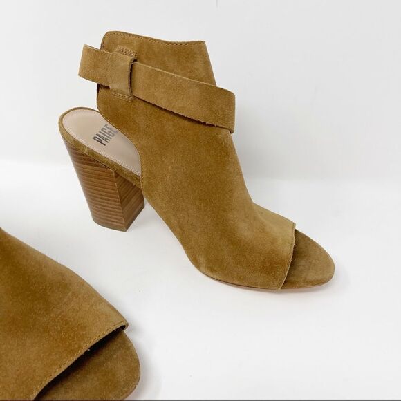 Paige Suede Mimi Buckle Peep Toe Ankle Booties - Picture 3 of 10